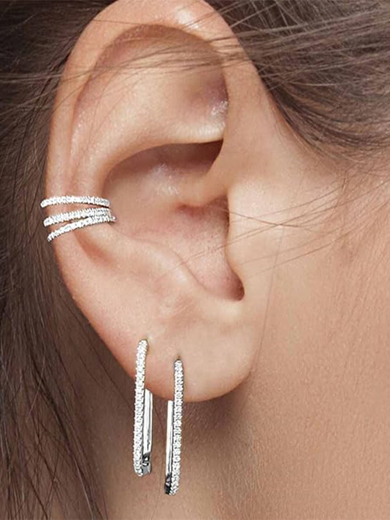 Diana - Earrings with Zirconia and Rhodium Plating