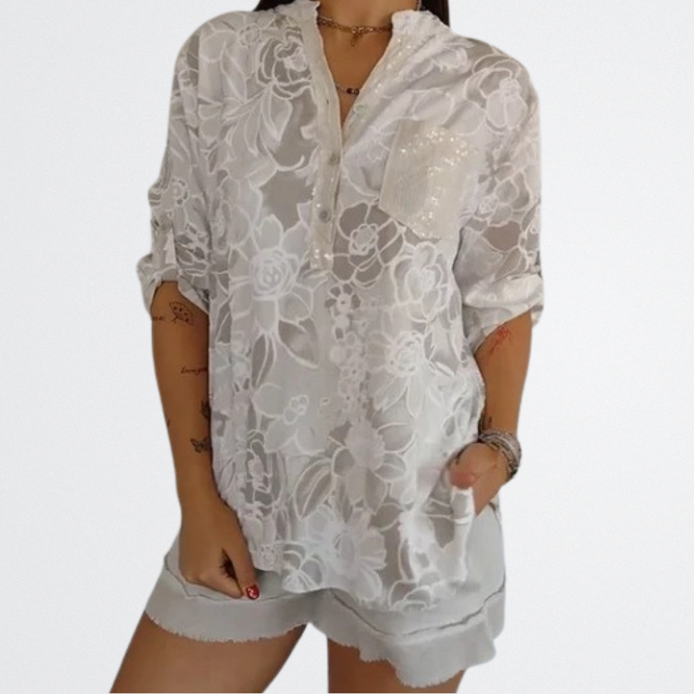 Lotte - Sheer Floral Blouse