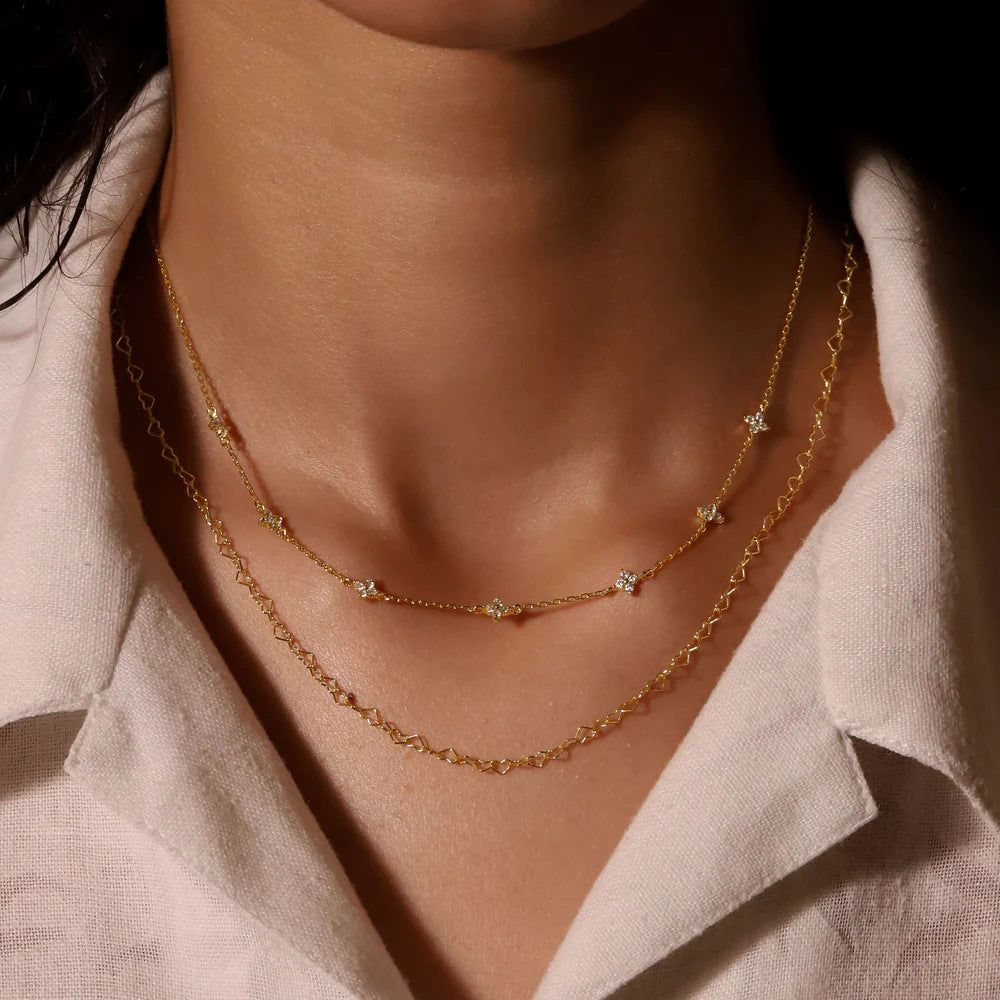 Tyndall - Adjustable Necklace with Floral Motif and Zirconia