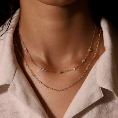 Tyndall - Adjustable Necklace with Floral Motif and Zirconia
