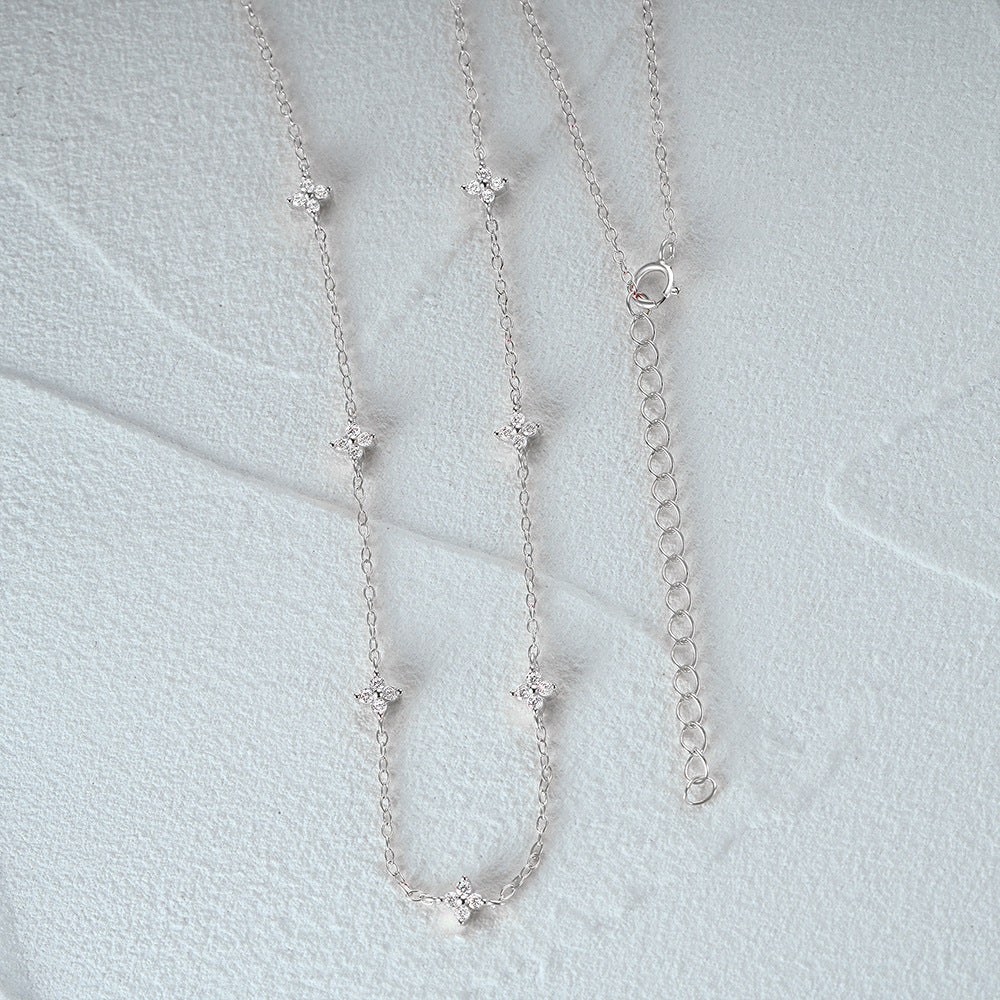 Tyndall - Adjustable Necklace with Floral Motif and Zirconia