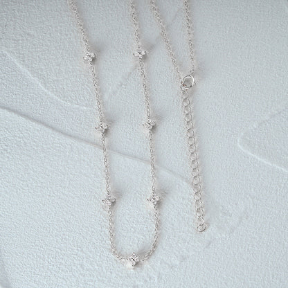 Tyndall - Adjustable Necklace with Floral Motif and Zirconia