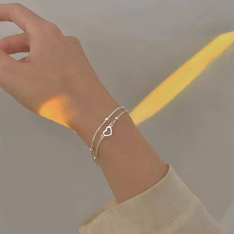 Adjustable Heart Bracelet in Silver