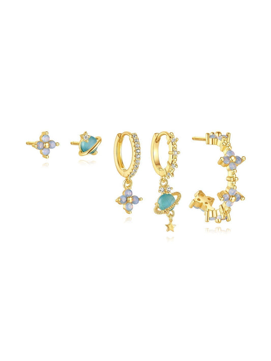 Elegant flower star earrings with zirconia - Joane