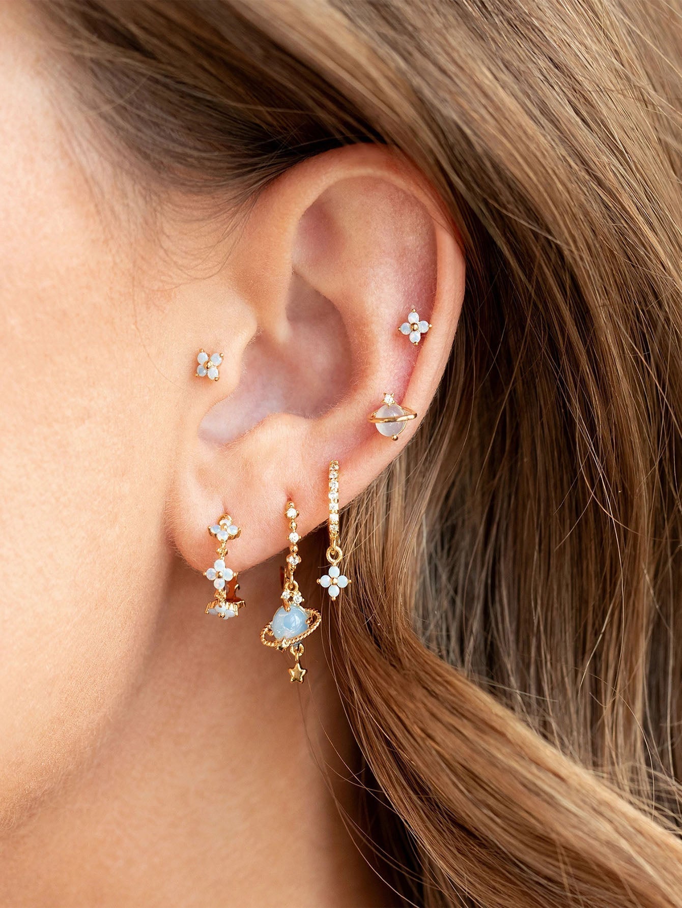 Elegant flower star earrings with zirconia - Joane