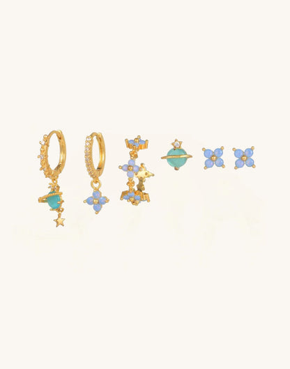 Elegant flower star earrings with zirconia - Joane