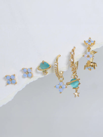 Elegant flower star earrings with zirconia - Joane