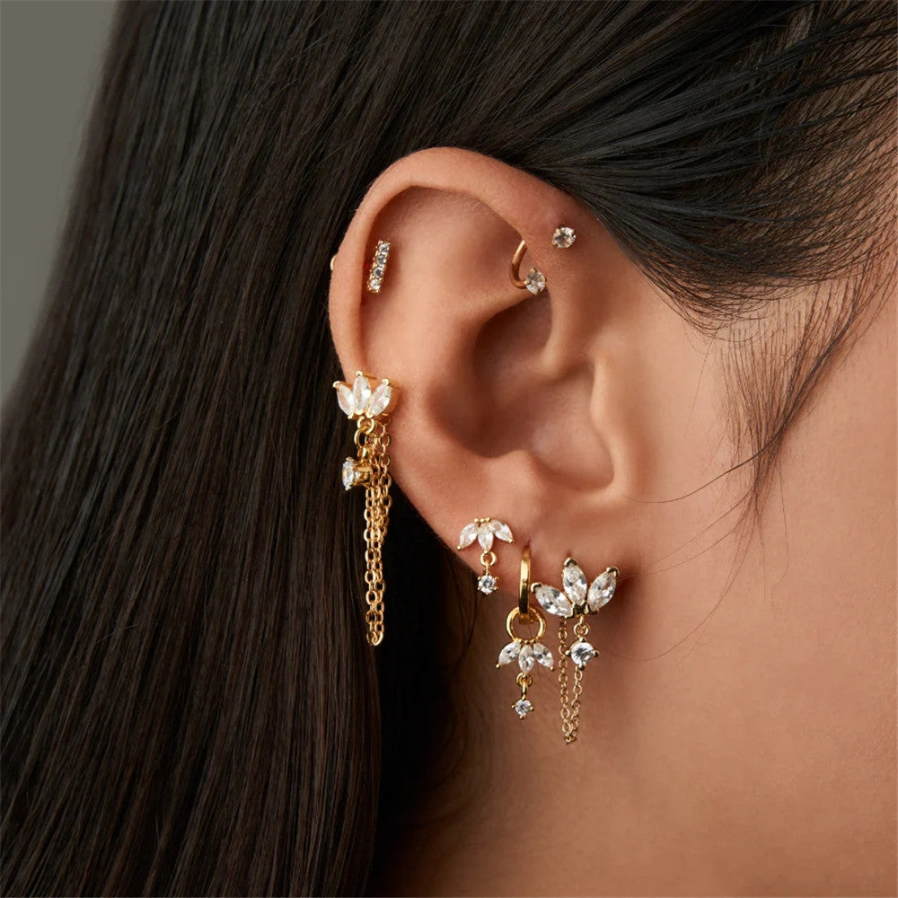 Flower Earrings with Zirconia – Maude