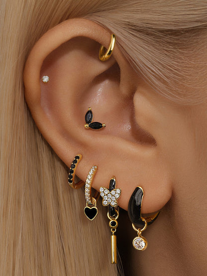 Dorcas - S925 Sterling Silver Earring Set with Heart and Butterfly
